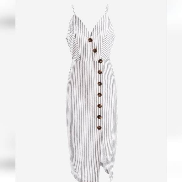 BRAND NEW Mint Limit Button Down Midi Dress in Stripe - Picture 1 of 8